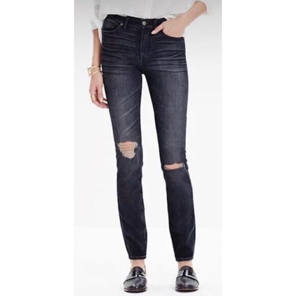 Madewell Black Kincaid Distressed High Riser Skinny Jeans 27 - Picture 1 of 6